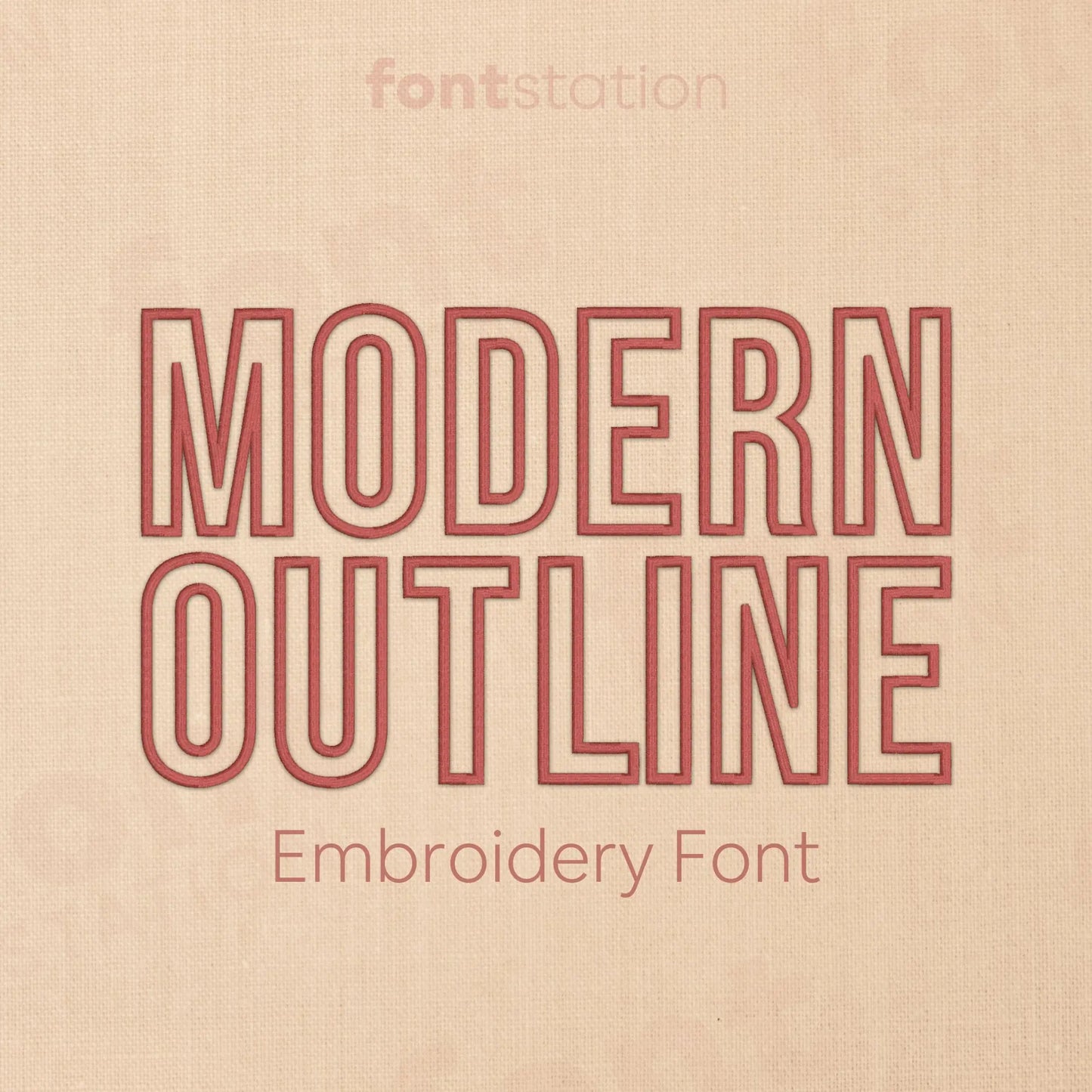 Main image of the Modern Outline embroidery font created by FontStation.