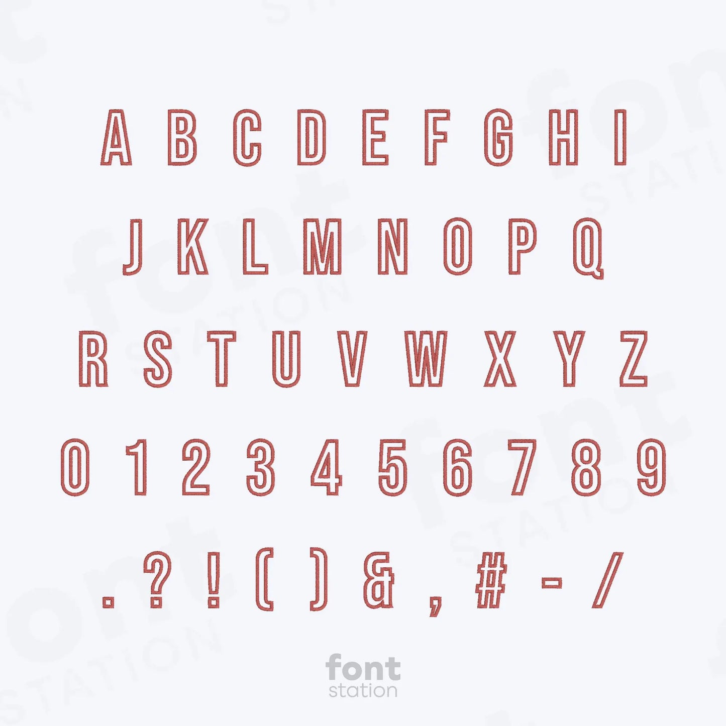 Modern Outline Embroidery Font