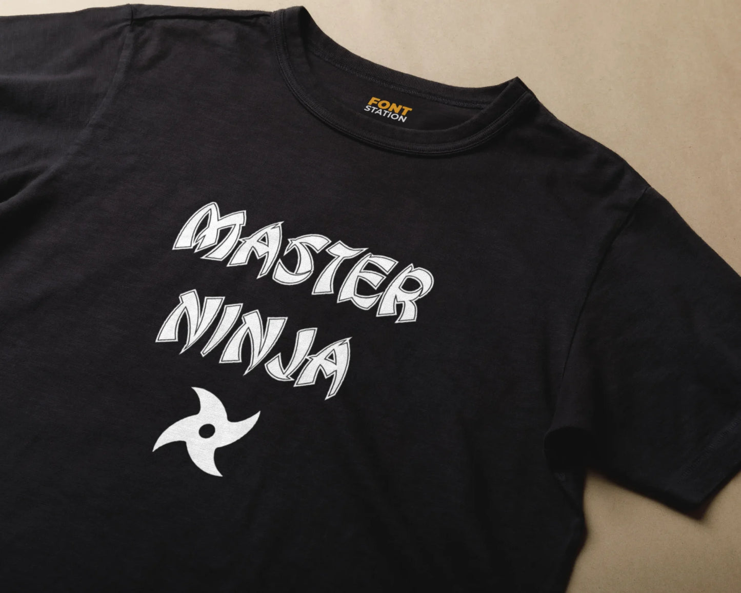 Sublimated T-Shirt with Ninja Font Typography - Fashionable Apparel Displaying Stylish Lettering
