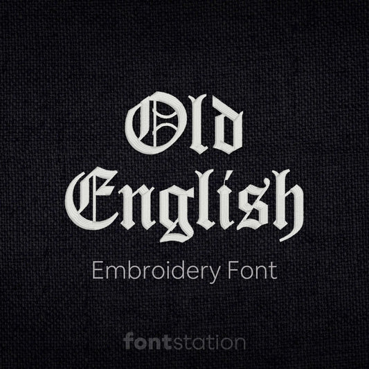 Main image of the Old English embroidery font created by FontStation