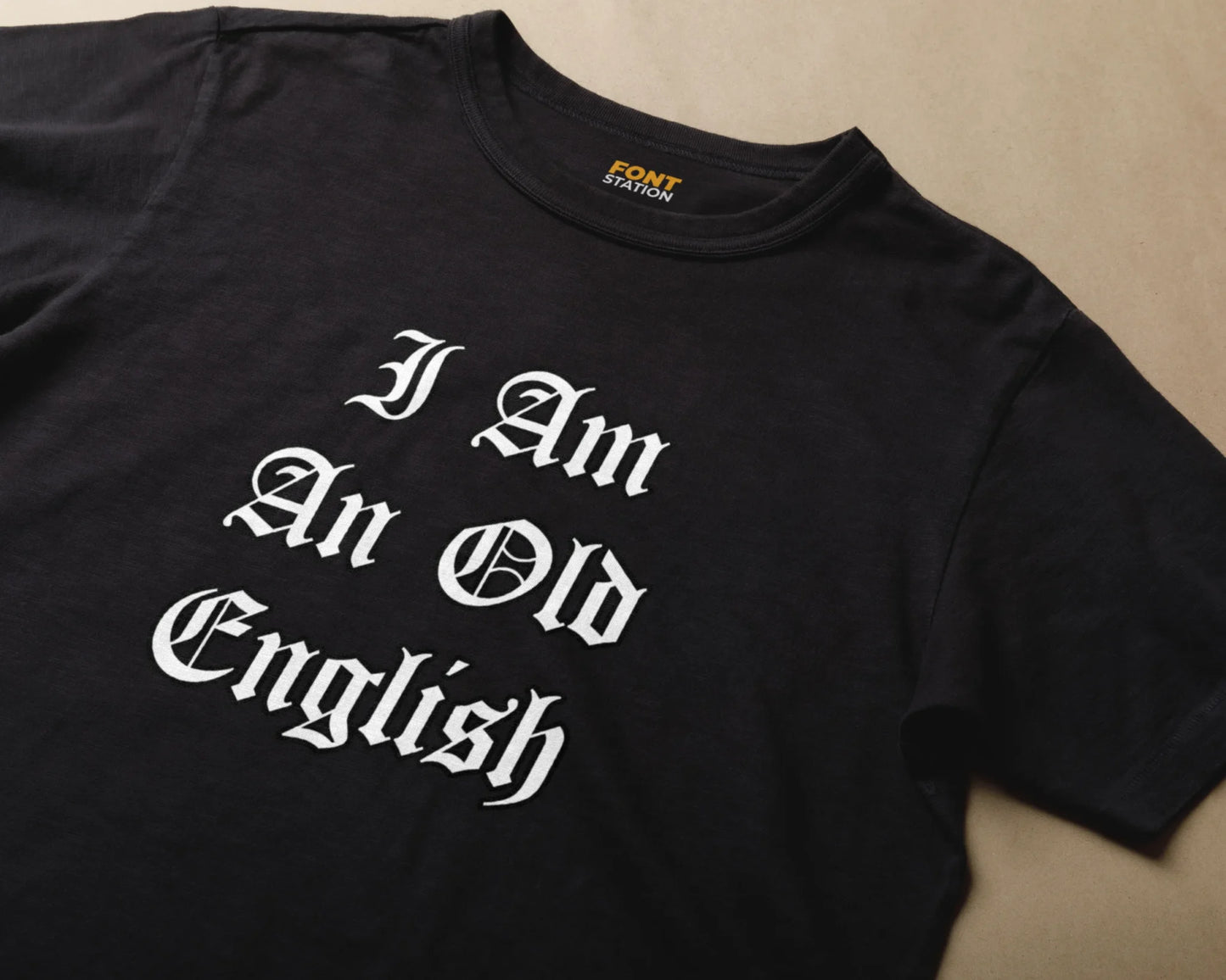 Sublimated T-Shirt with Old English Font Typography - Fashionable Apparel Displaying Stylish Lettering