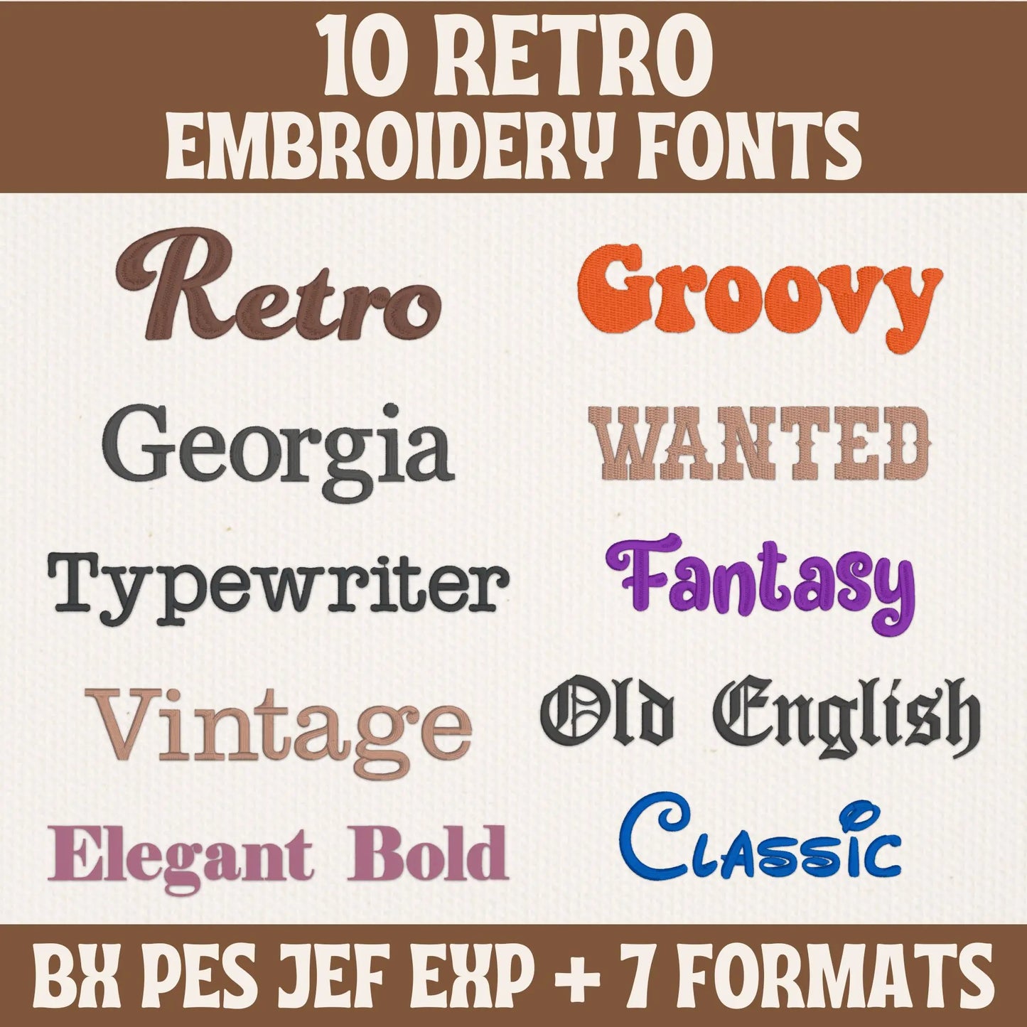Main image of the Retro embroidery font bundle created by FontStation.