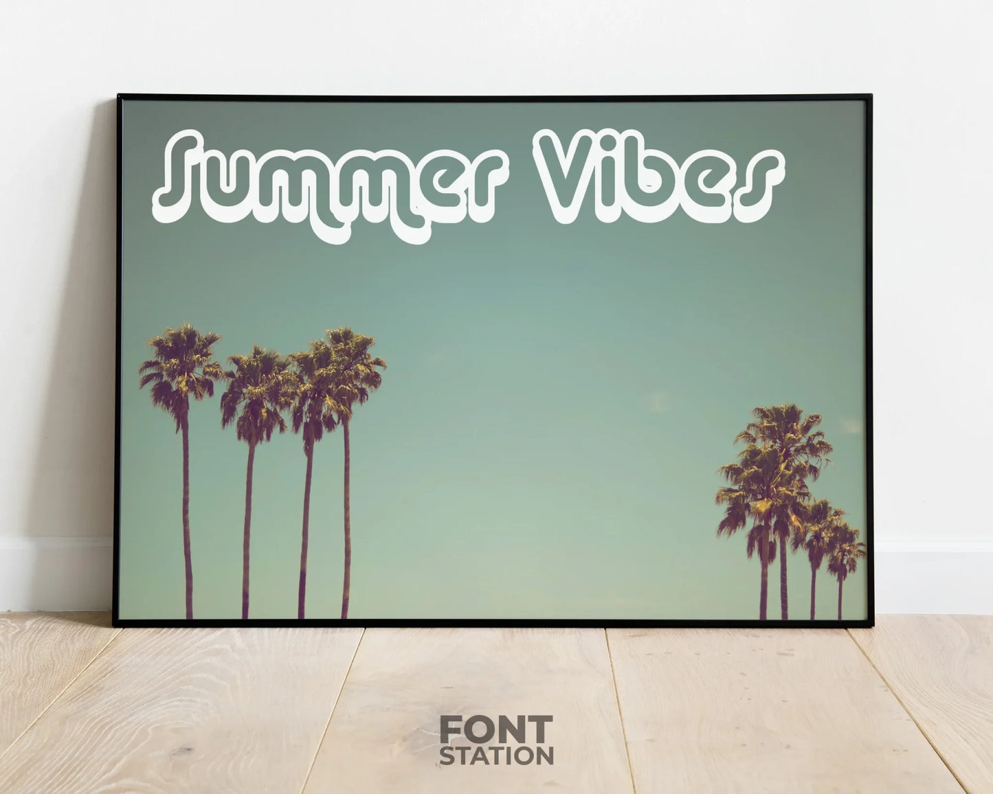 Retro Shadow Font Display on Frame - Typography Presentation