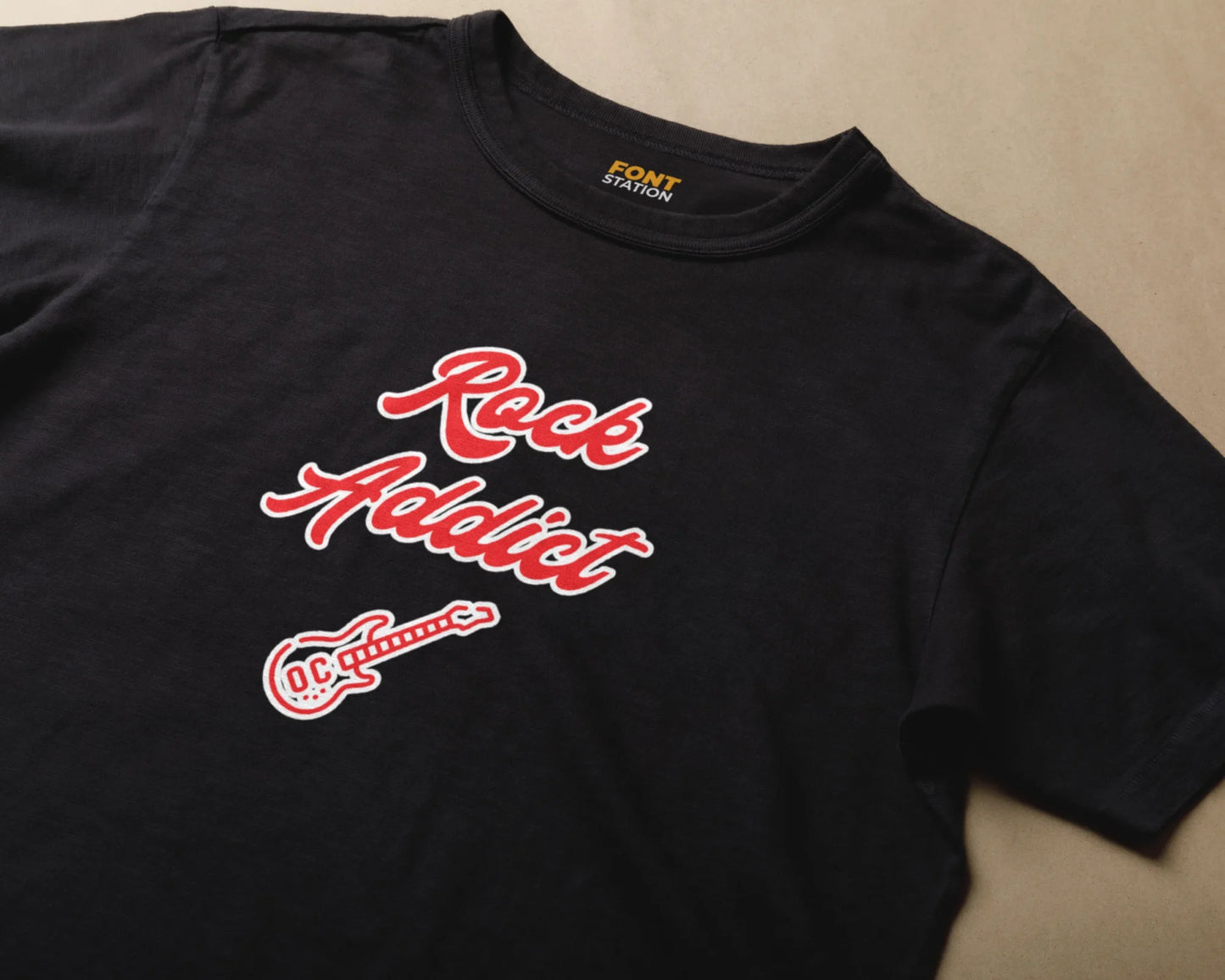 Sublimated T-Shirt with Rock N Roll Font Typography - Fashionable Apparel Displaying Stylish Lettering