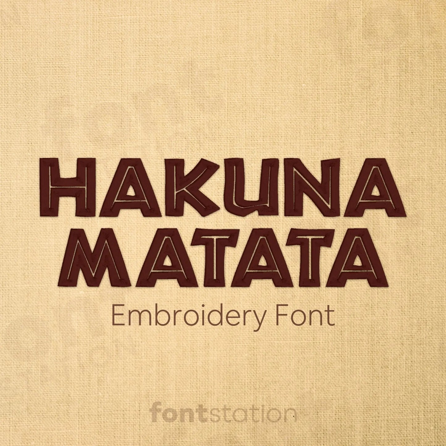 Main image of the Safari embroidery font created by FontStation.