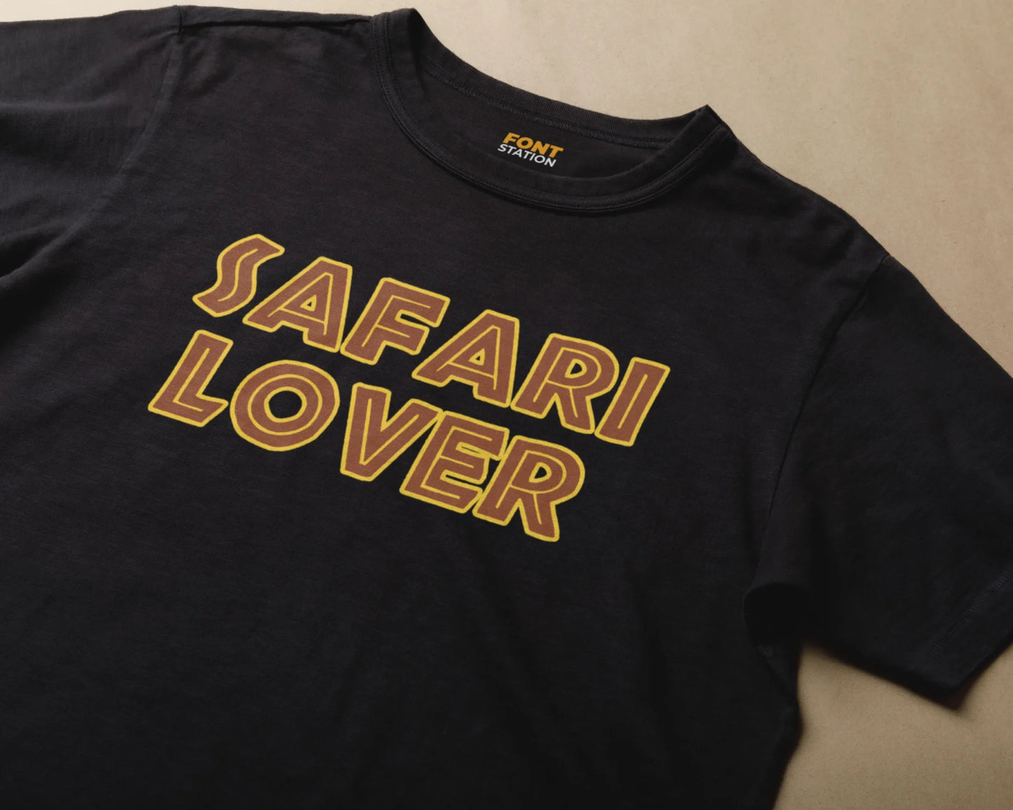 Sublimated T-Shirt with Safari Font Typography - Fashionable Apparel Displaying Stylish Lettering