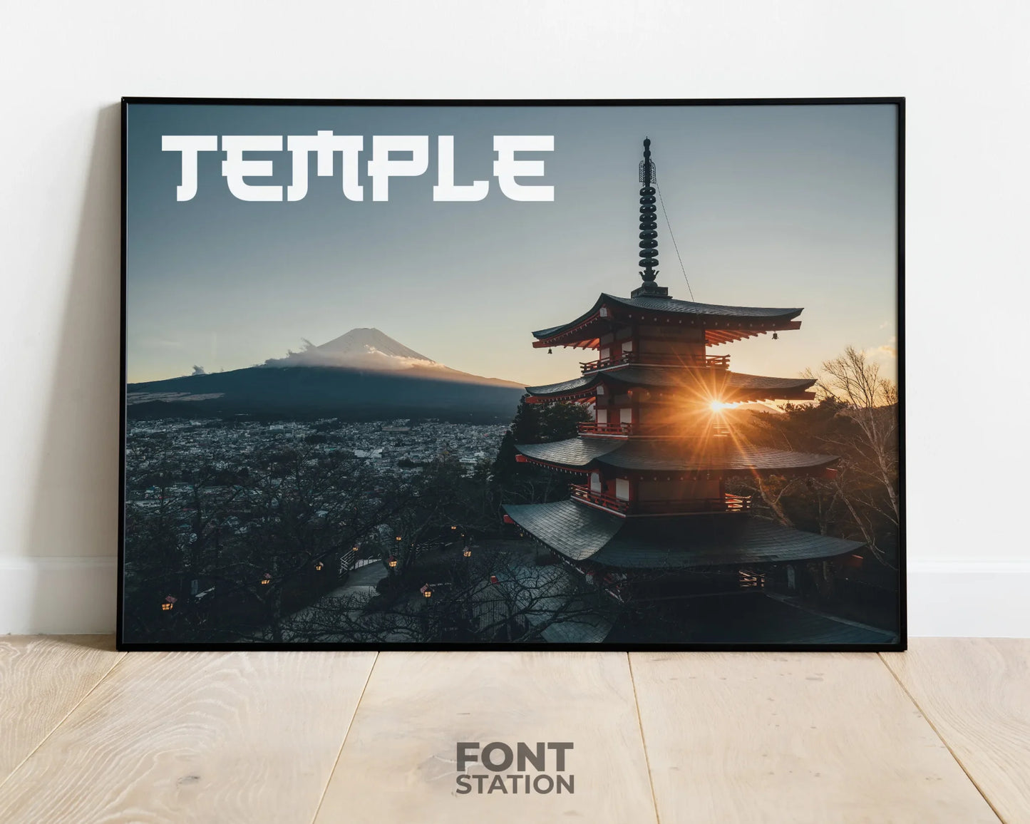 Samurai Font Display on Frame - Typography Presentation