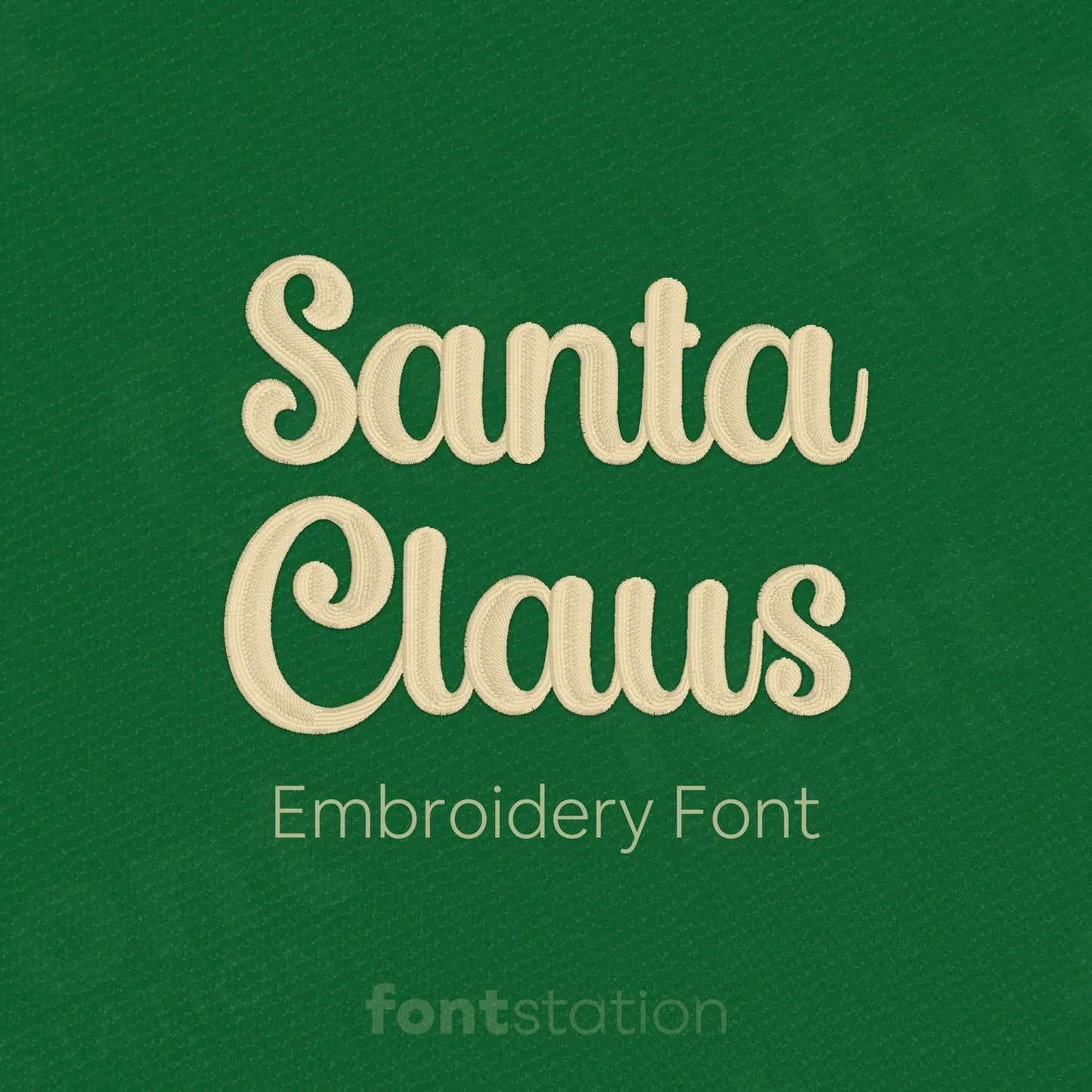 Main image of the Santa Claus embroidery font created by FontStation.