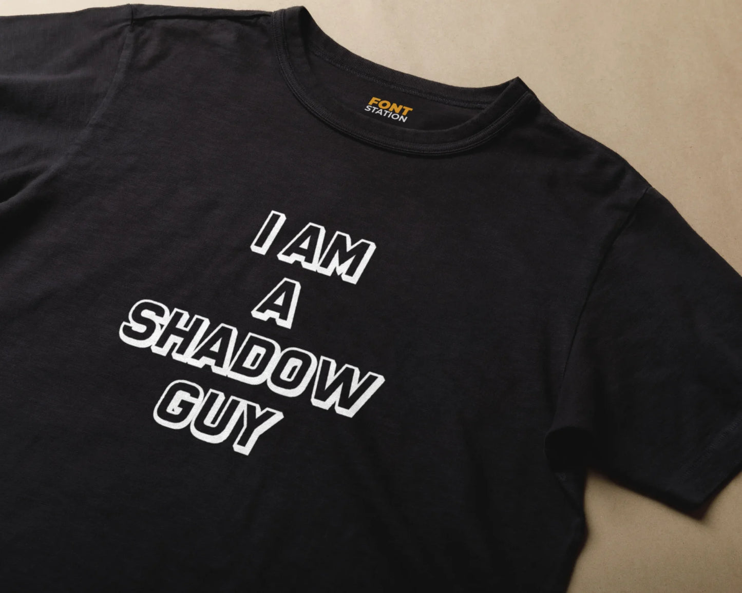 Sublimated T-Shirt with Shadow Font Typography - Fashionable Apparel Displaying Stylish Lettering