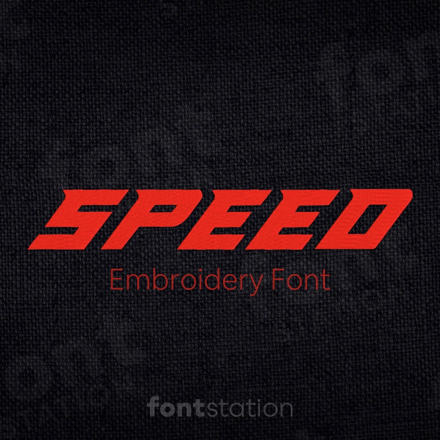 Main image of the Speed embroidery font created by FontStation.