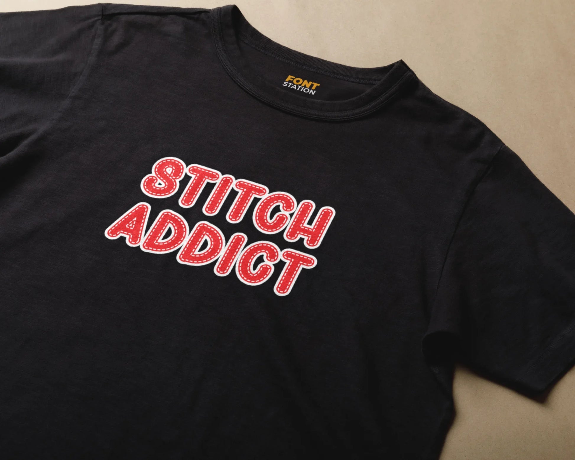 Sublimated T-Shirt with Stitched Font Typography - Fashionable Apparel Displaying Stylish Lettering