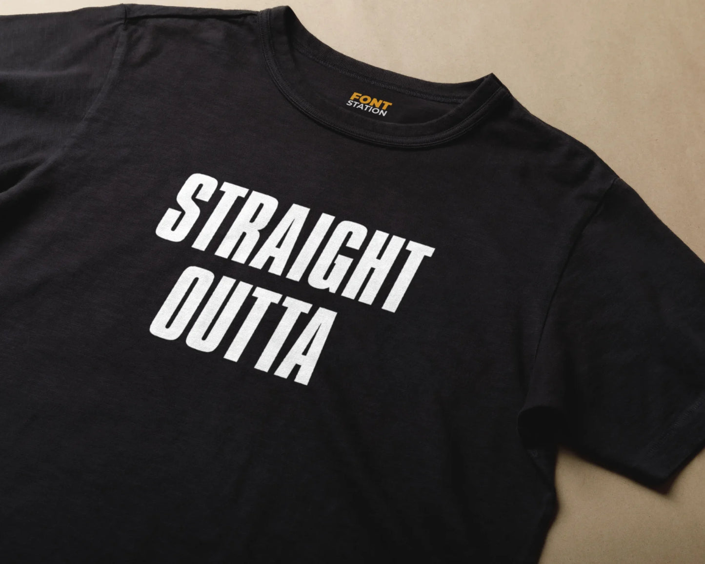 Sublimated T-Shirt with Straight Outta Font Typography - Fashionable Apparel Displaying Stylish Lettering