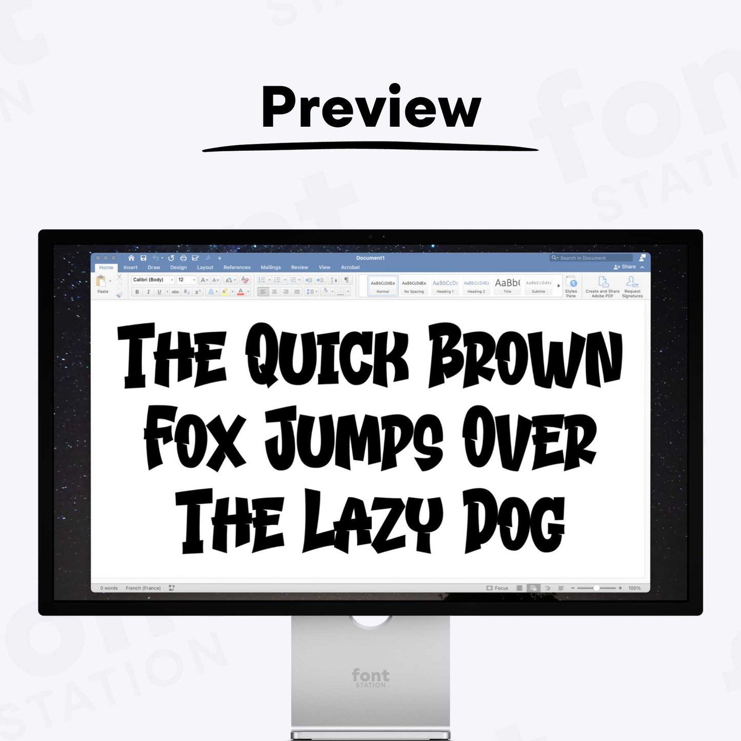 A complete showcase image of the Street Art font, featuring the text 'The quick brown fox jumps over the lazy dog' to display every letter of the alphabet.
