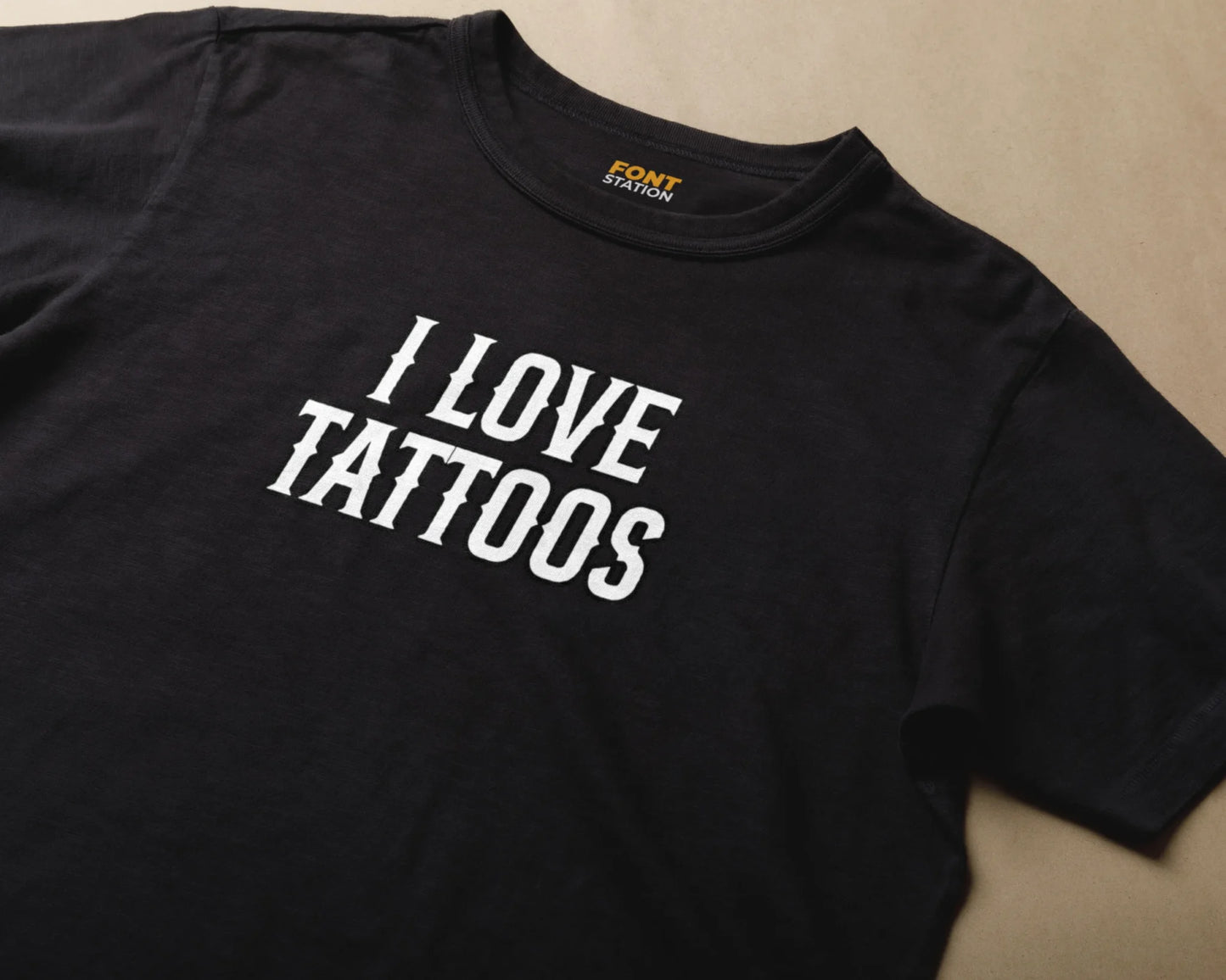 Sublimated T-Shirt with Tattoo Studio Font Typography - Fashionable Apparel Displaying Stylish Lettering