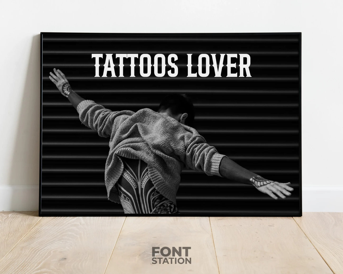 Tattoo Studio Font Display on Frame - Typography Presentation