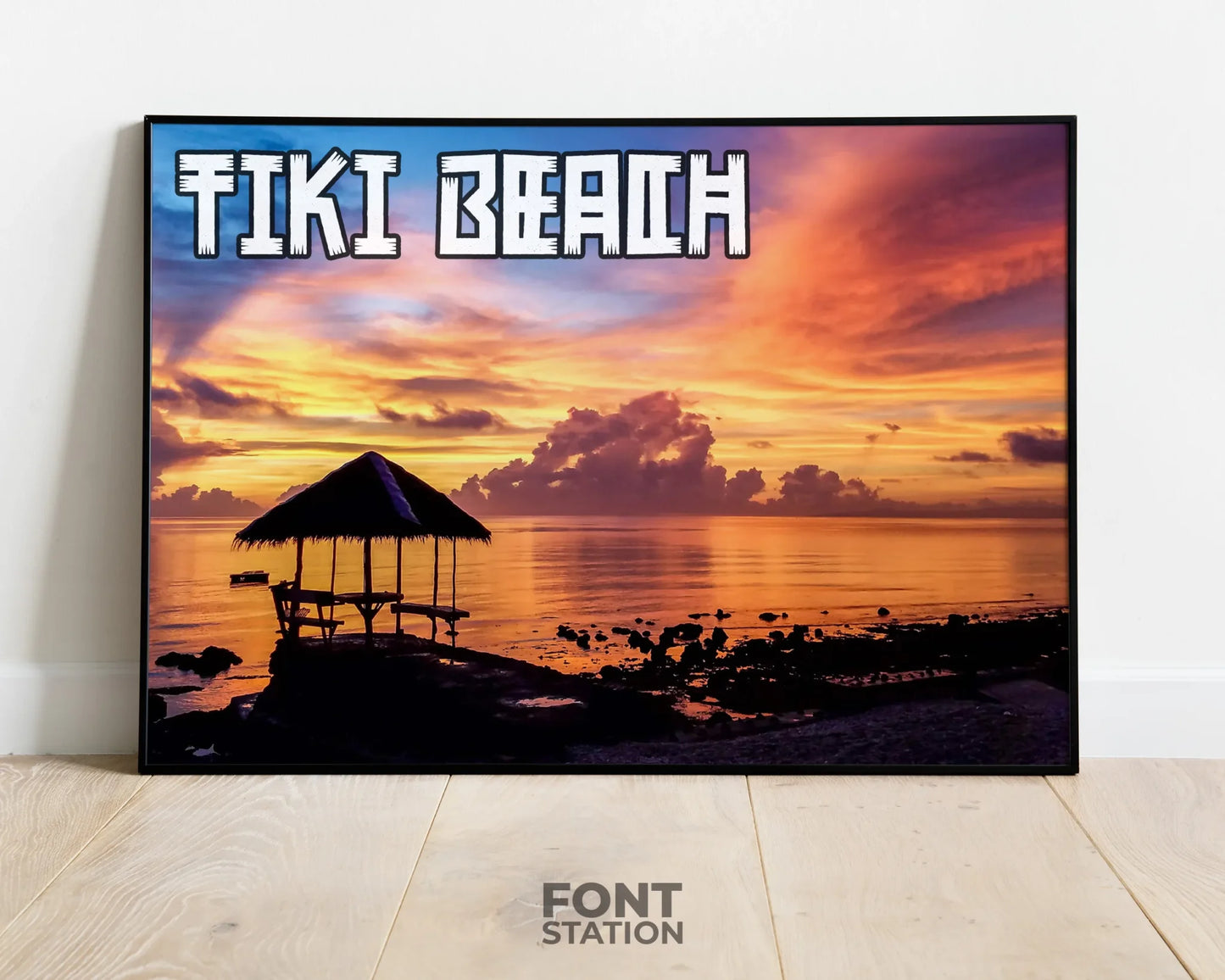 Tiki Totem Font Display on Frame - Typography Presentation
