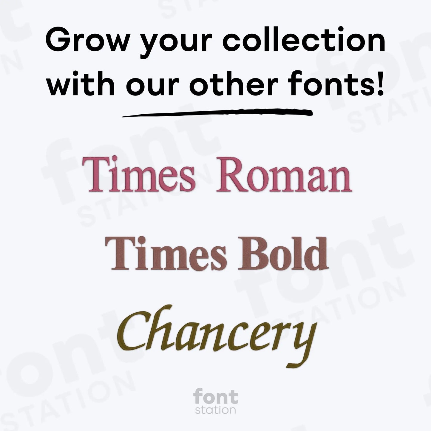 Times Roman Italic Embroidery Font
