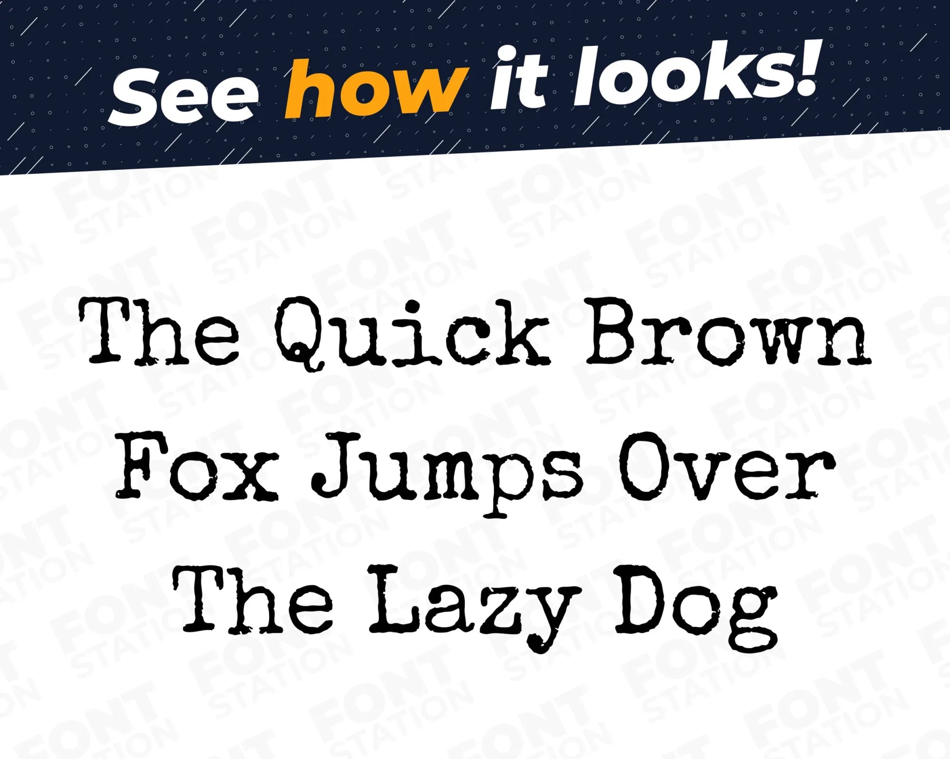 A complete showcase image of the Typewriter font, featuring the text 'The quick brown fox jumps over the lazy dog' to display every letter of the alphabet.