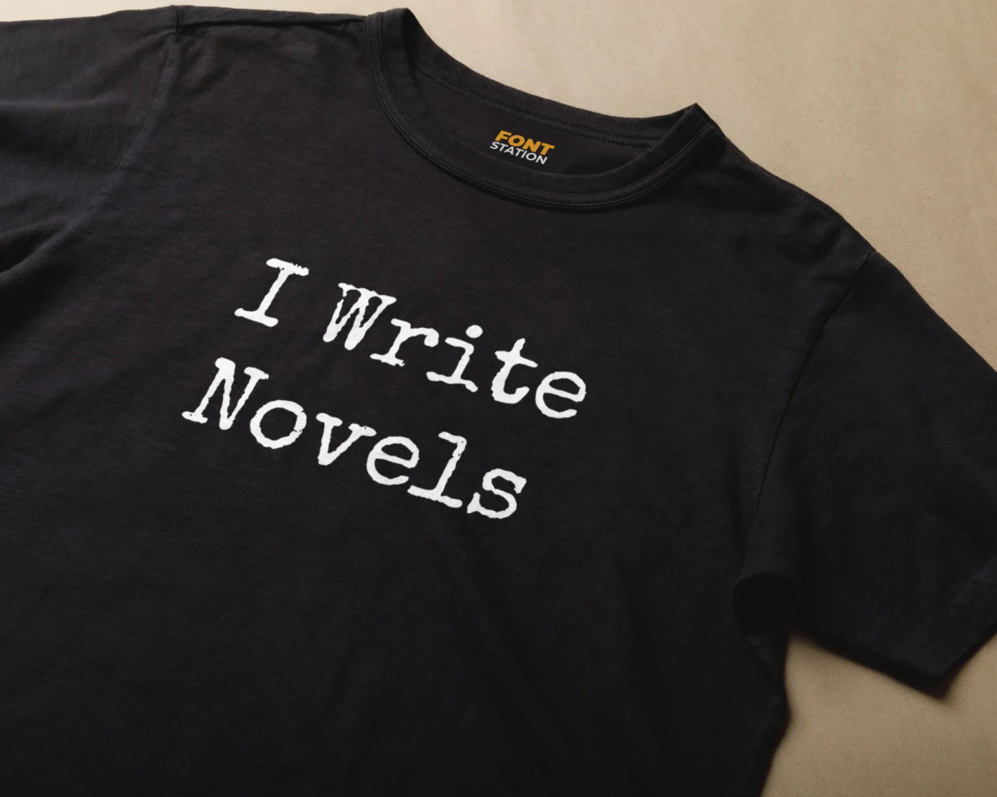Sublimated T-Shirt with Typewriter Font Typography - Fashionable Apparel Displaying Stylish Lettering