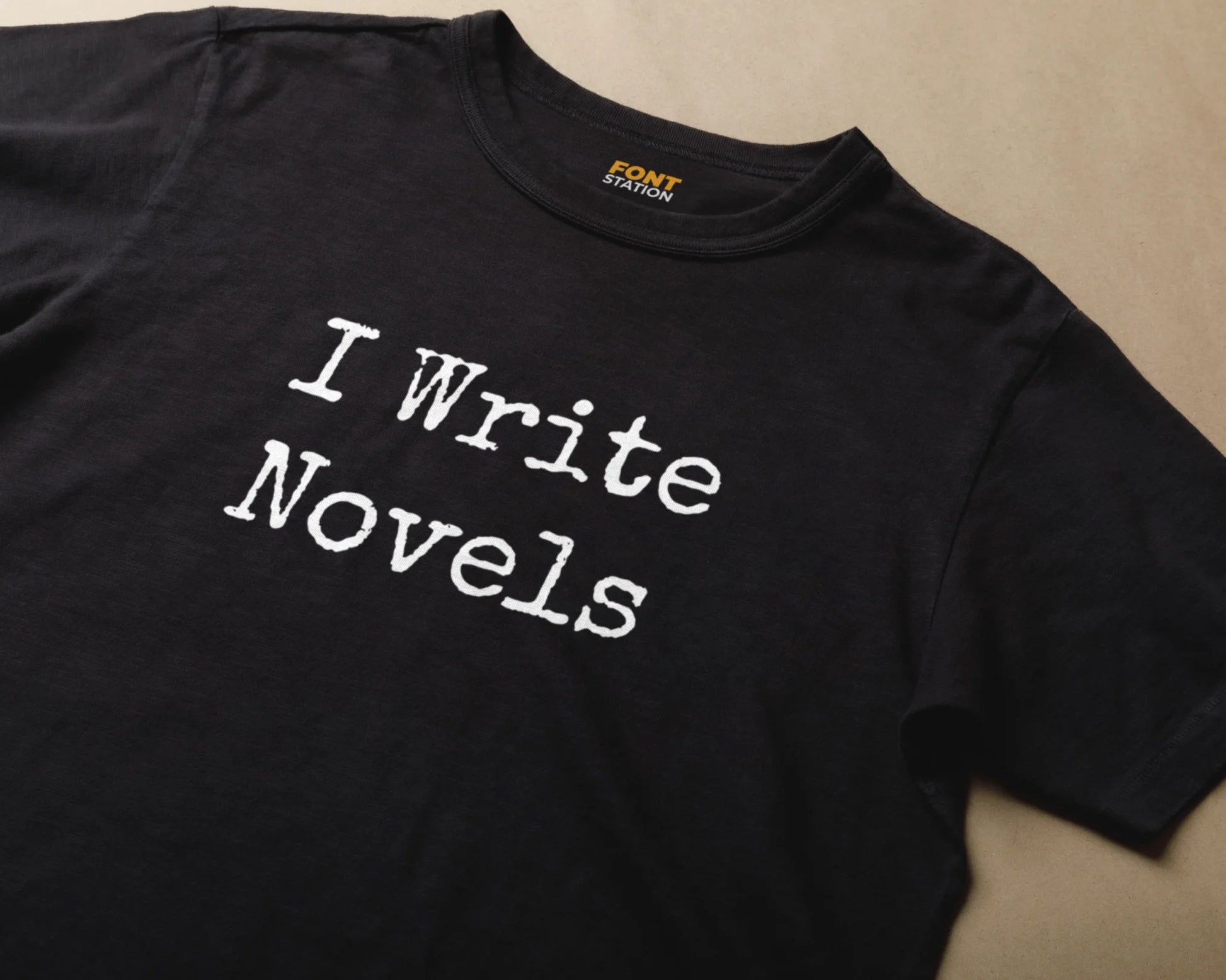 Sublimated T-Shirt with Typewriter Font Typography - Fashionable Apparel Displaying Stylish Lettering