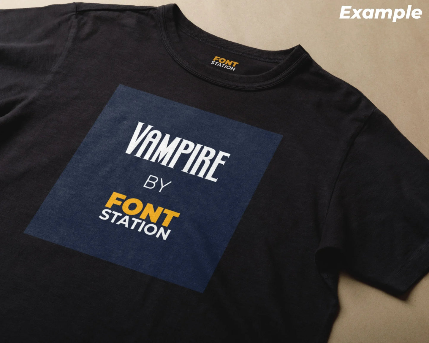 Sublimated T-Shirt with Vampire Font Typography - Fashionable Apparel Displaying Stylish Lettering