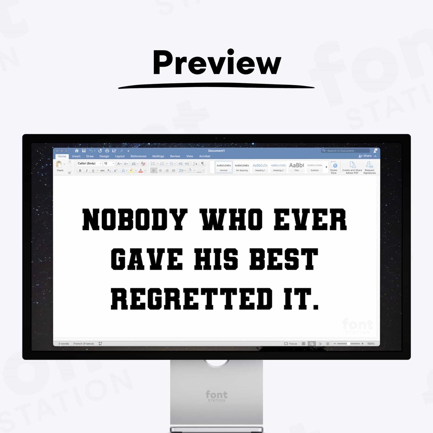 A complete showcase image of the Varsity Sports font, featuring the text 'The quick brown fox jumps over the lazy dog' to display every letter of the alphabet.