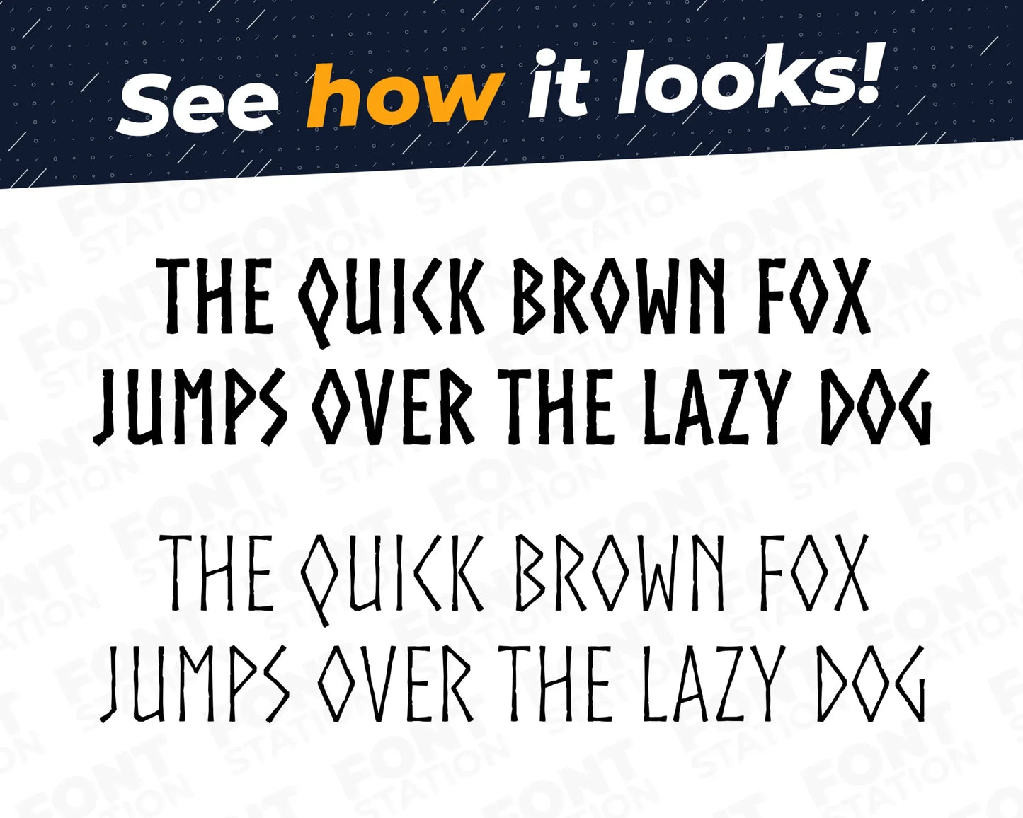 A complete showcase image of the Viking font, featuring the text 'The quick brown fox jumps over the lazy dog' to display every letter of the alphabet.