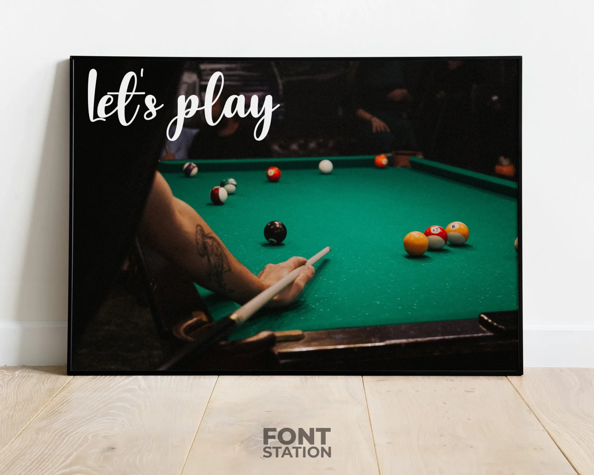 Billiard Font Display on Frame - Typography Presentation