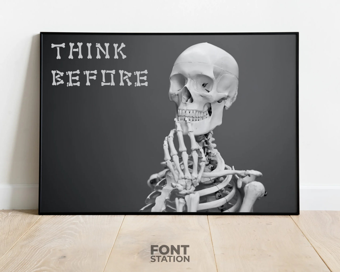 Bones Font Display on Frame - Typography Presentation