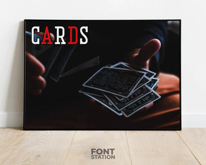 Cards Font Display on Frame - Typography Presentation
