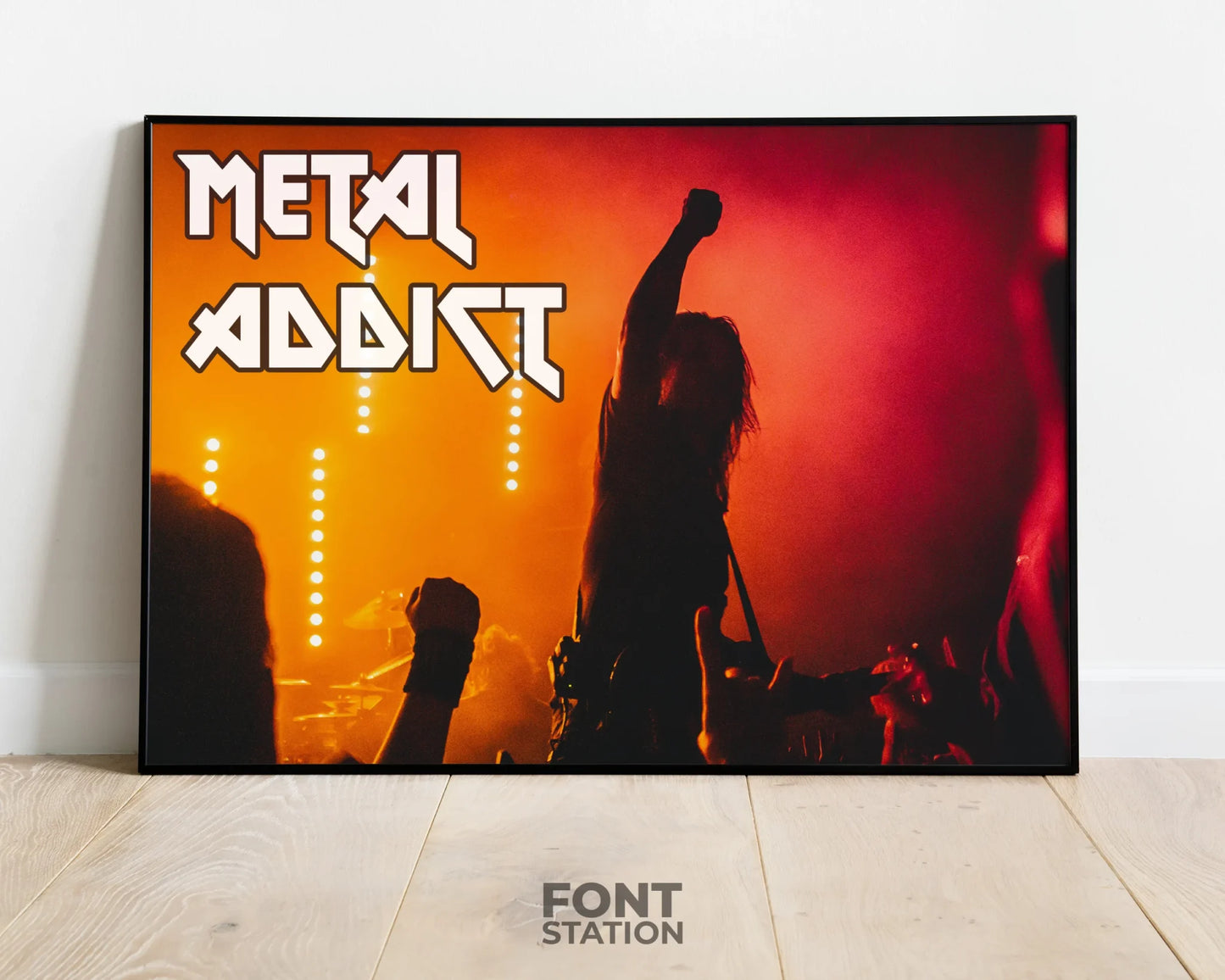 Metal Music Font Display on Frame - Typography Presentation