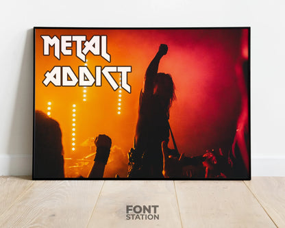 Metal Music Font Display on Frame - Typography Presentation
