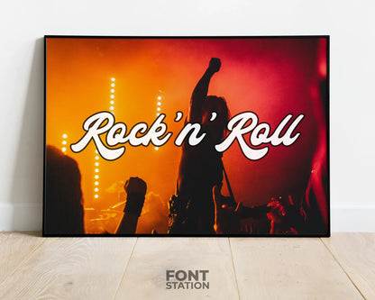 Rock N Roll Font Display on Frame - Typography Presentation