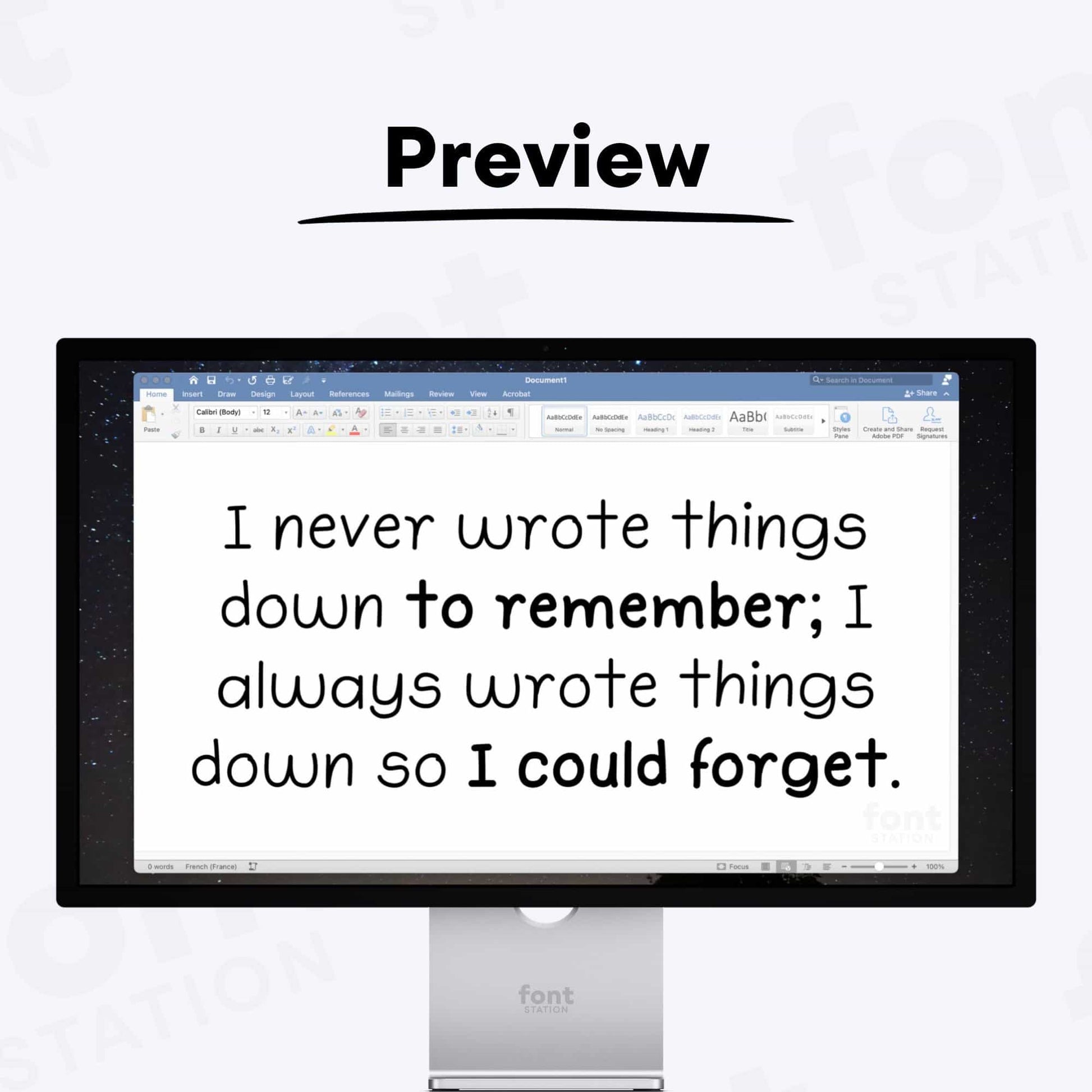 A complete showcase image of the Handwritten Note Taking font, featuring the text 'The quick brown fox jumps over the lazy dog' to display every letter of the alphabet.