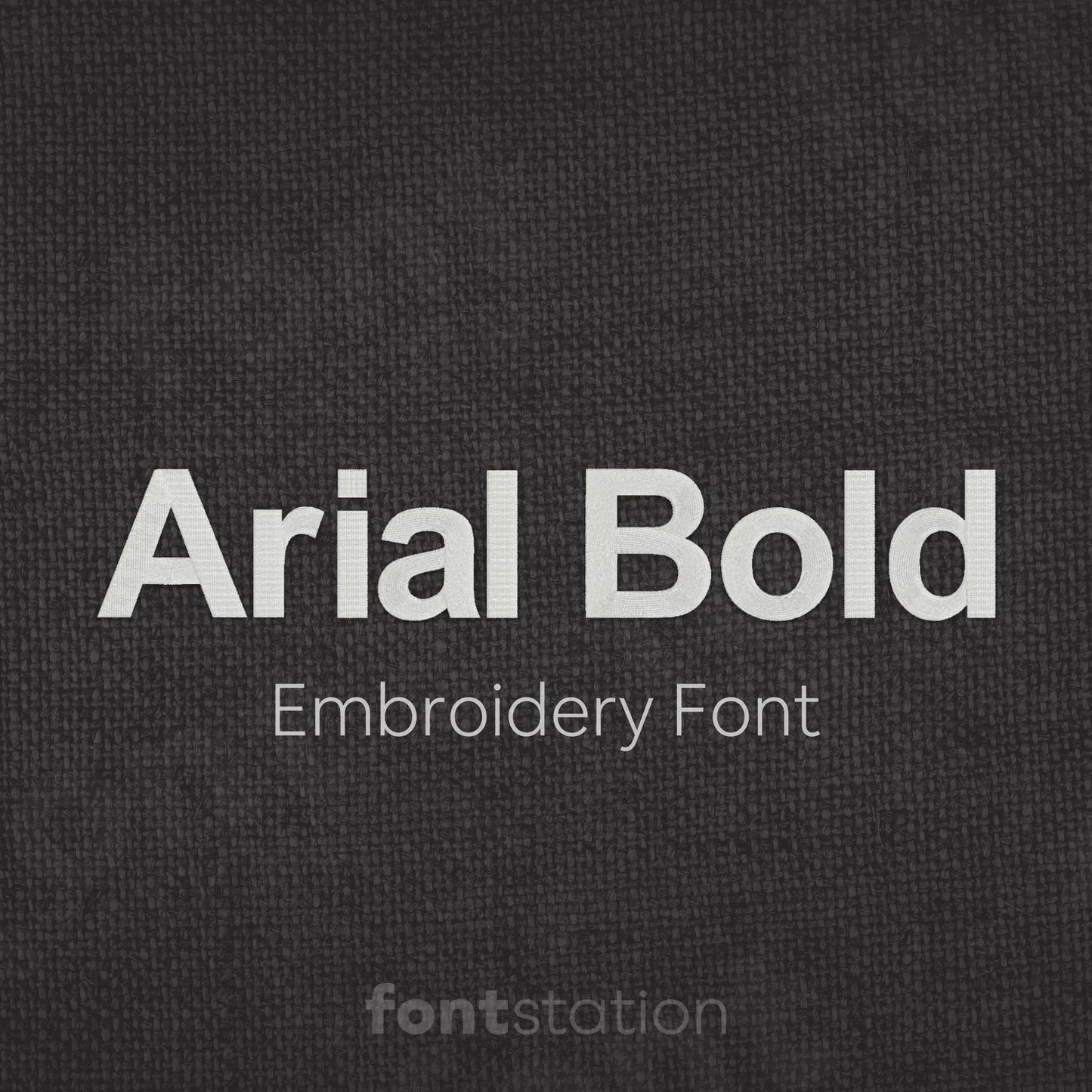 Main image of the Arial Bold embroidery font created by FontStation.
