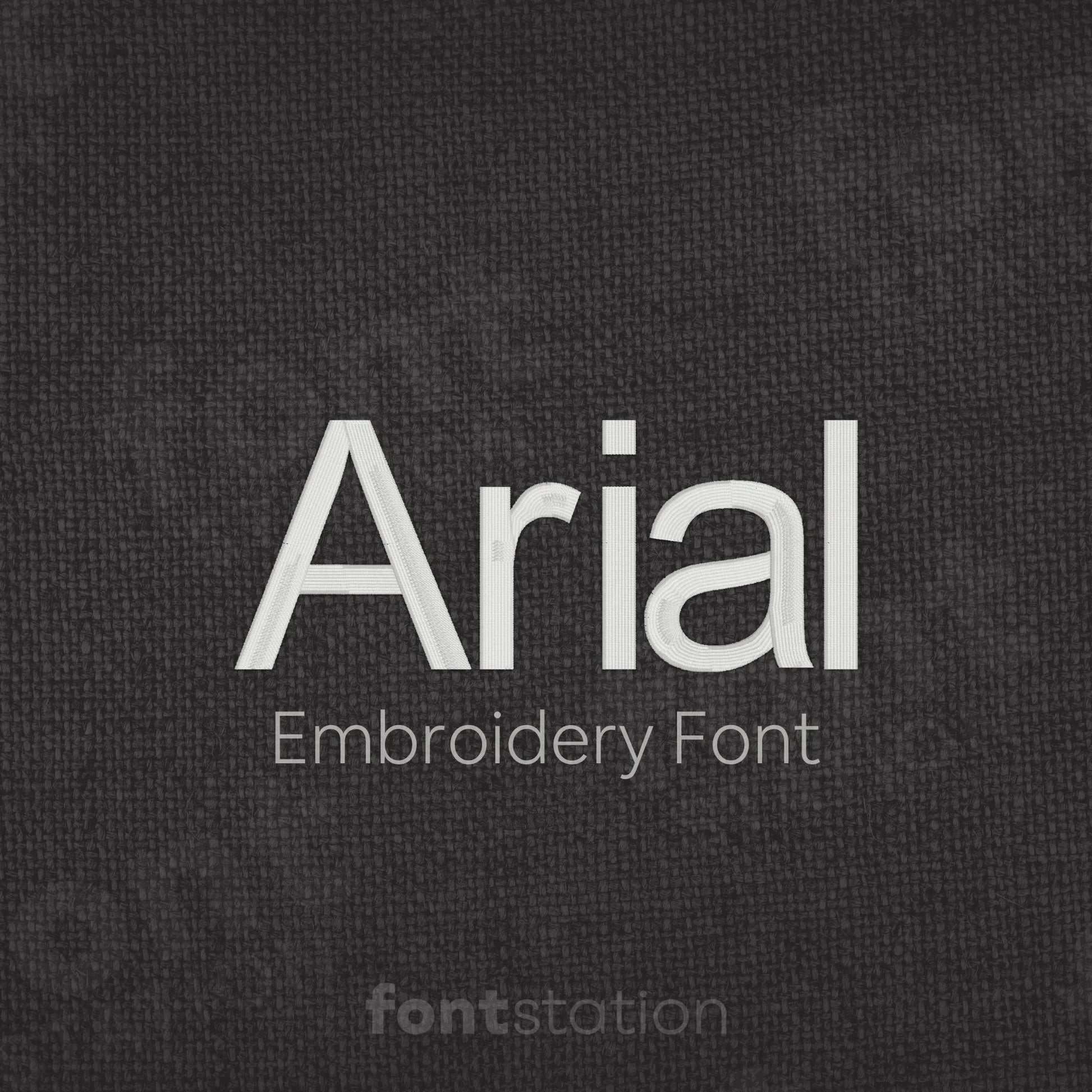 Main image of the Arial embroidery font created by FontStation.