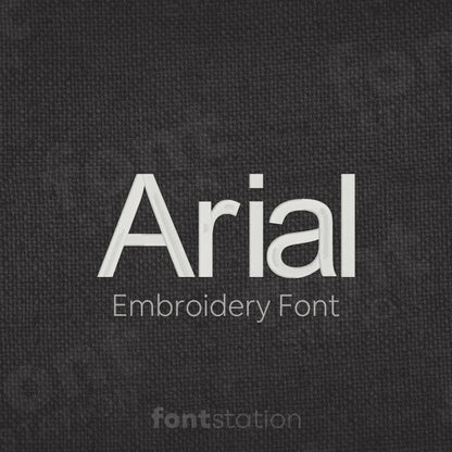 Main image of the Arial embroidery font created by FontStation.