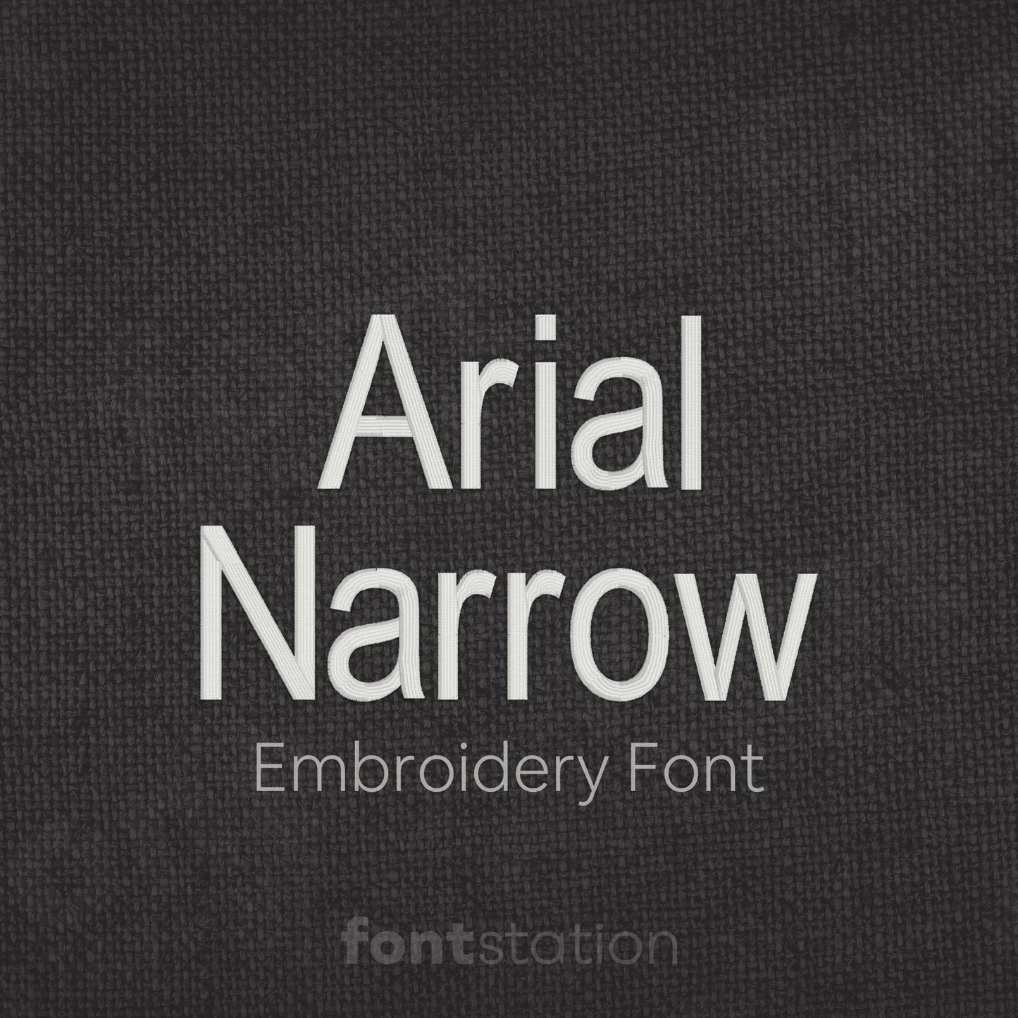 Main image of the Arial Narrow embroidery font created by FontStation.