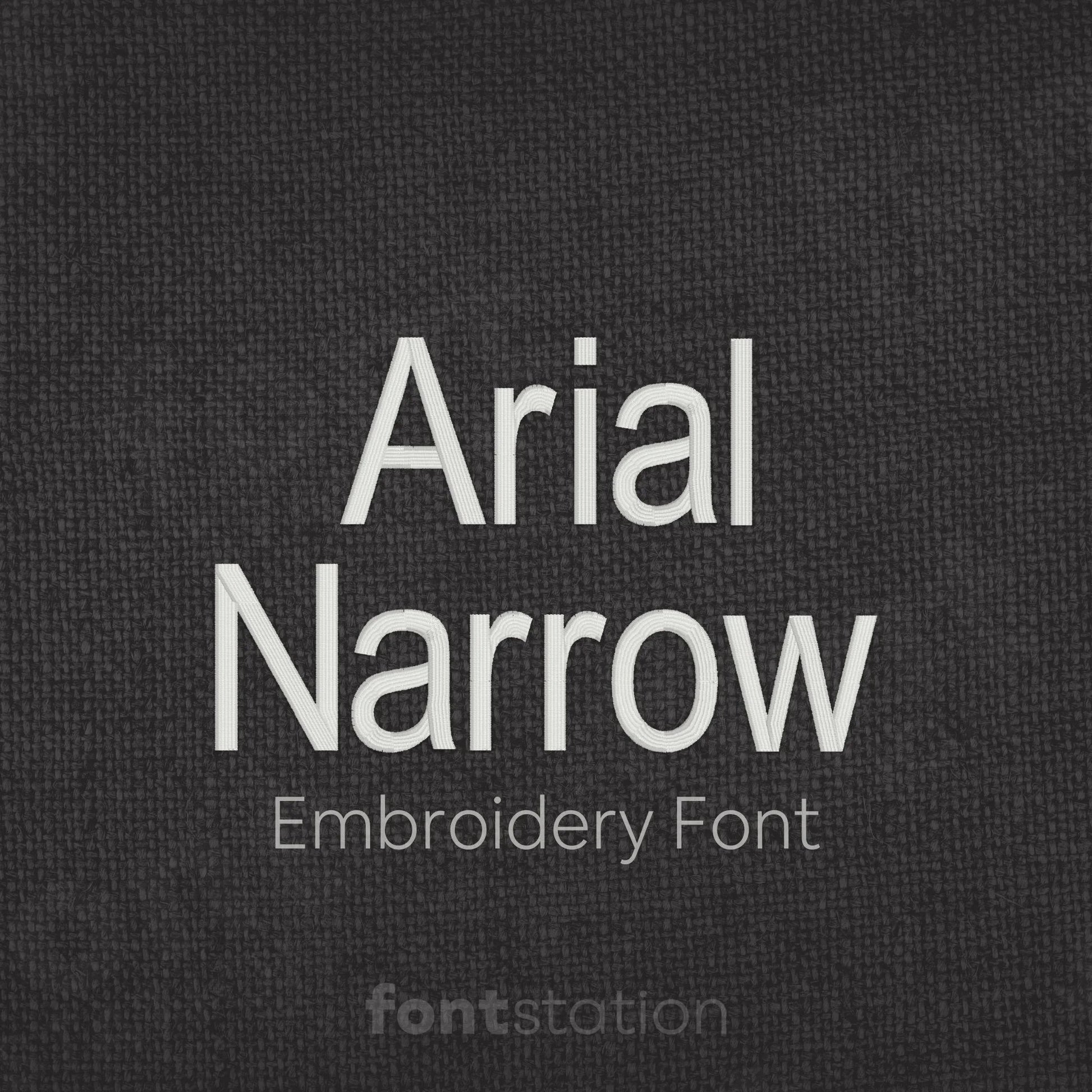 Main image of the Arial Narrow embroidery font created by FontStation.