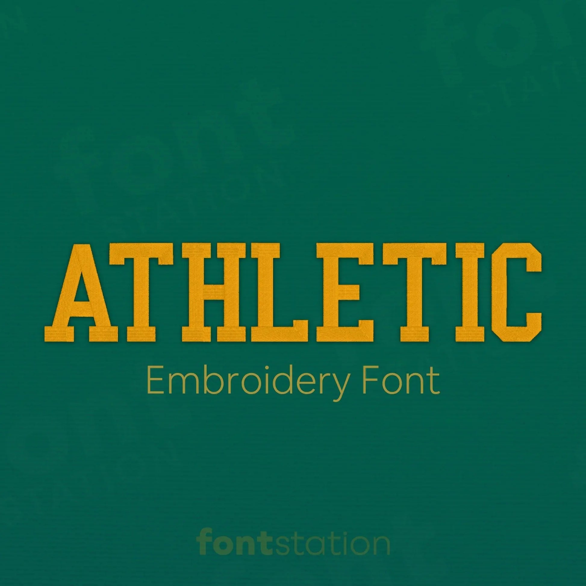 Main image of the Athletic embroidery font created by FontStation.