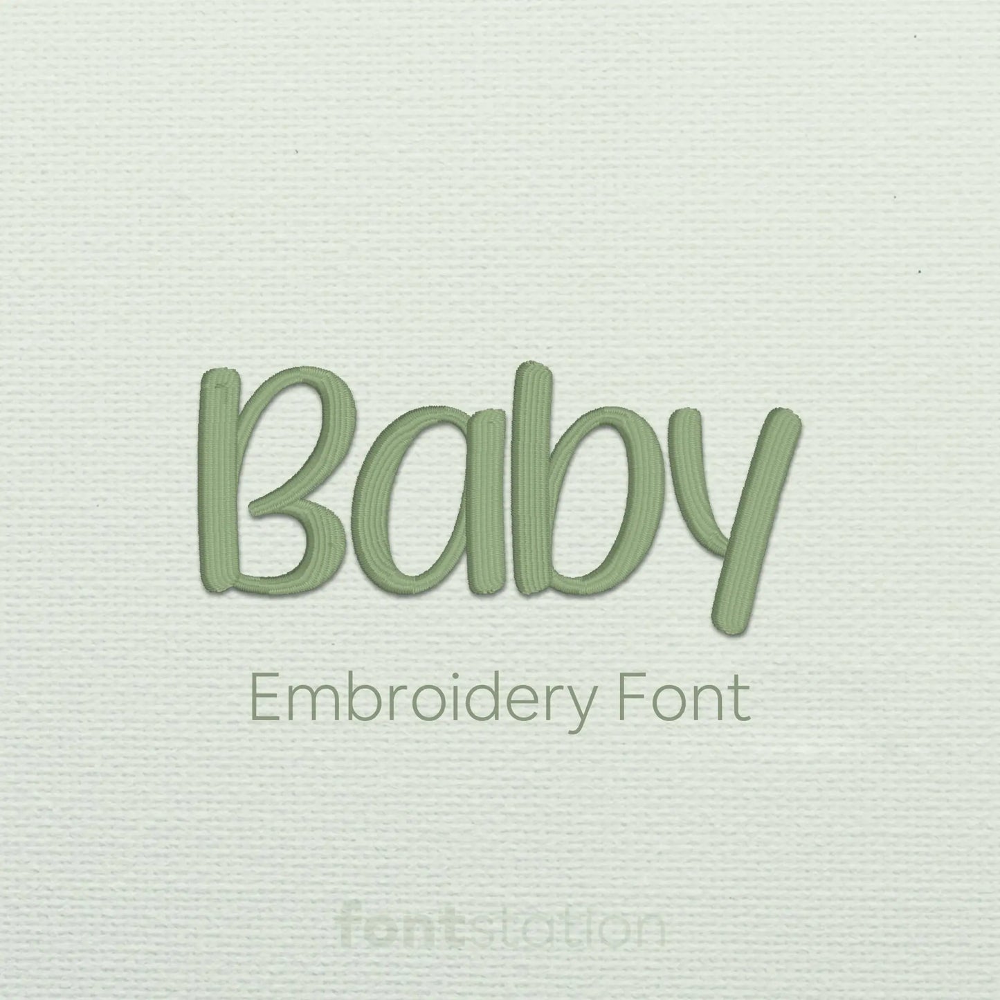 Main image of the Baby embroidery font created by FontStation.