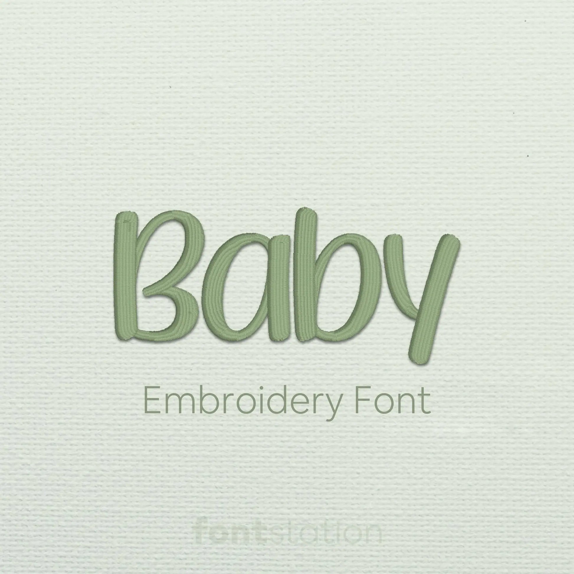 Main image of the Baby embroidery font created by FontStation.