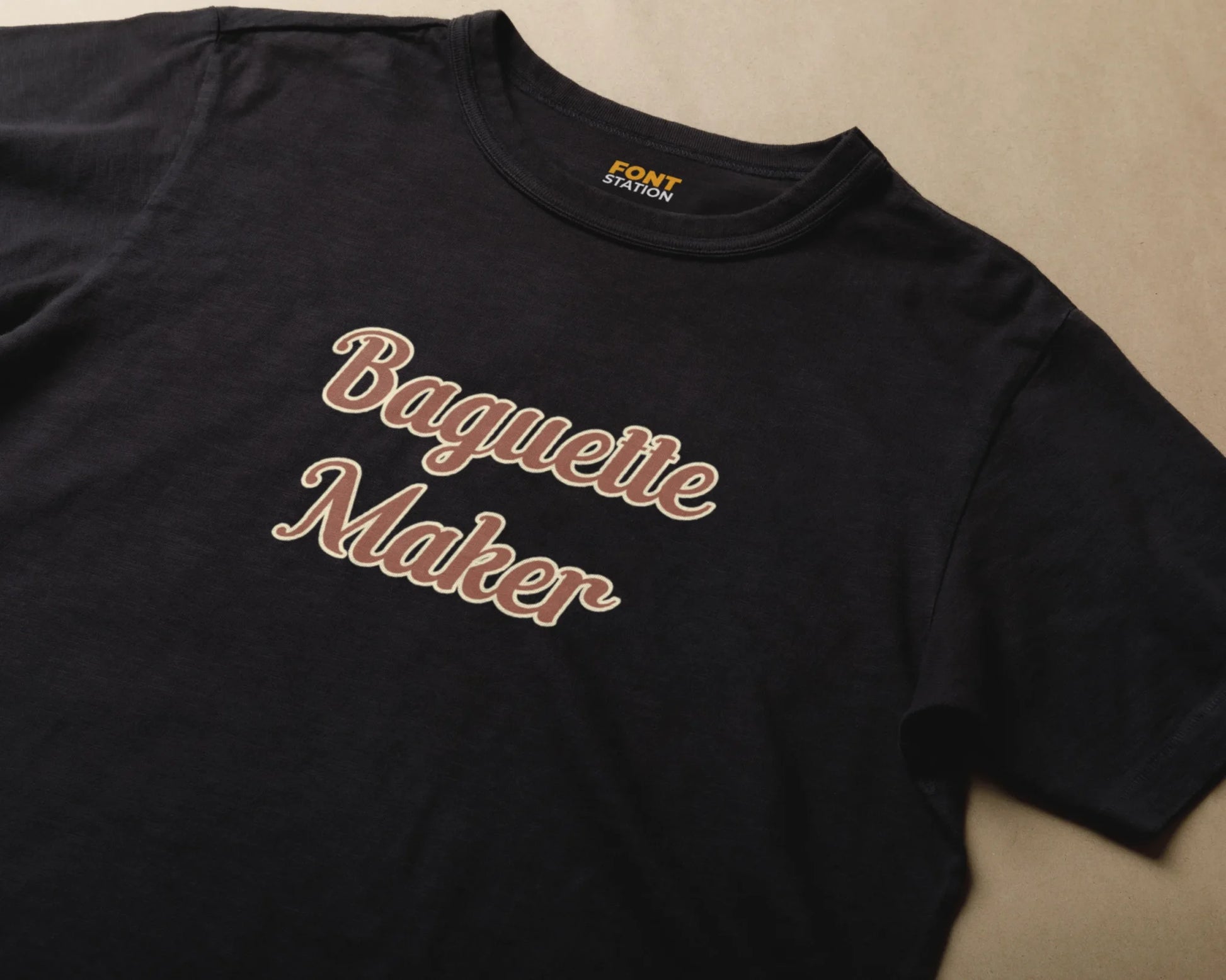 Sublimated T-Shirt with Bakery Font Typography - Fashionable Apparel Displaying Stylish Lettering