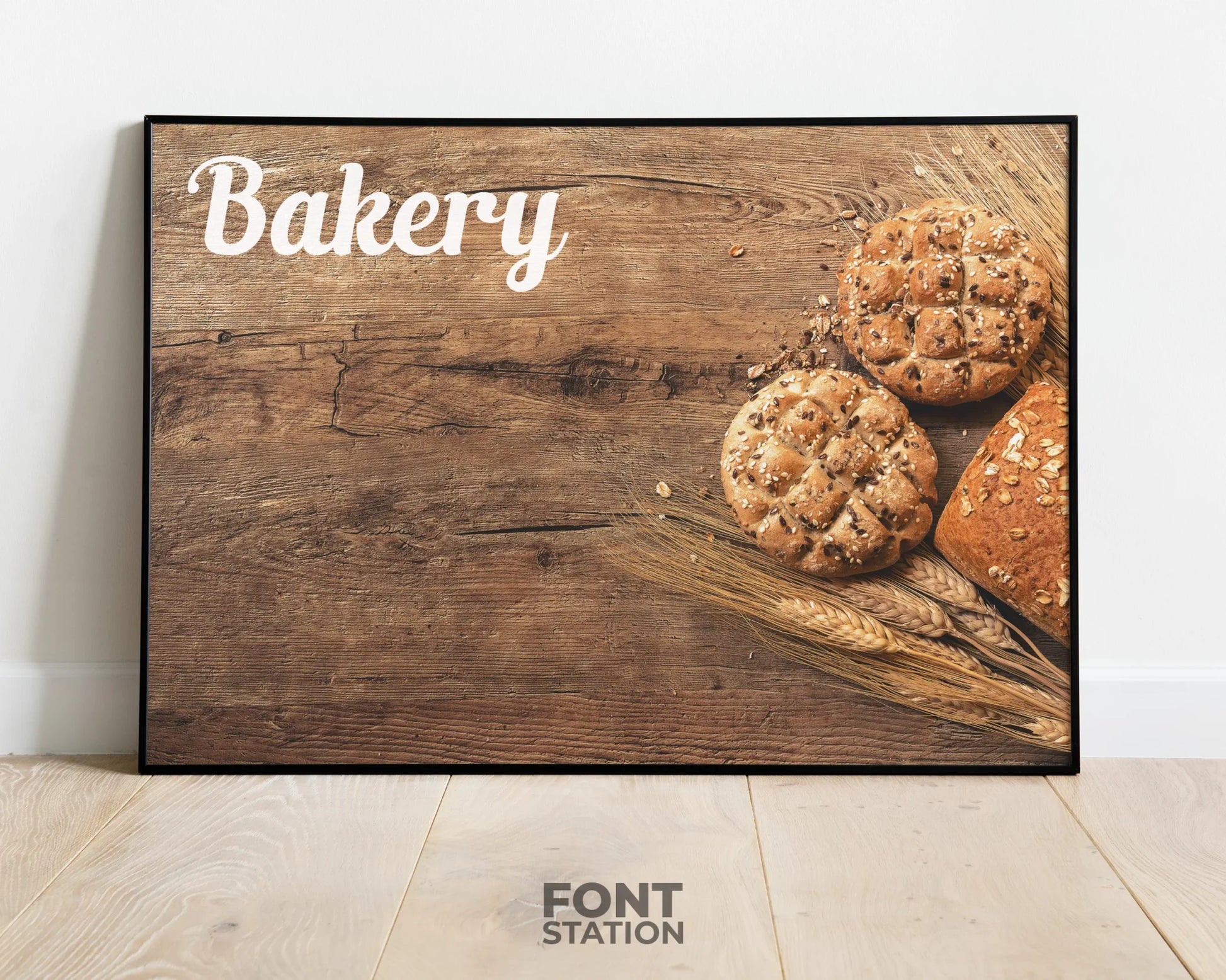 Bakery Font Display on Frame - Typography Presentation
