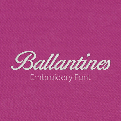 Main image of the Ballantines embroidery font created by FontStation
