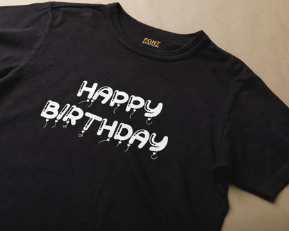 Sublimated T-Shirt with Balloons Font Typography - Fashionable Apparel Displaying Stylish Lettering