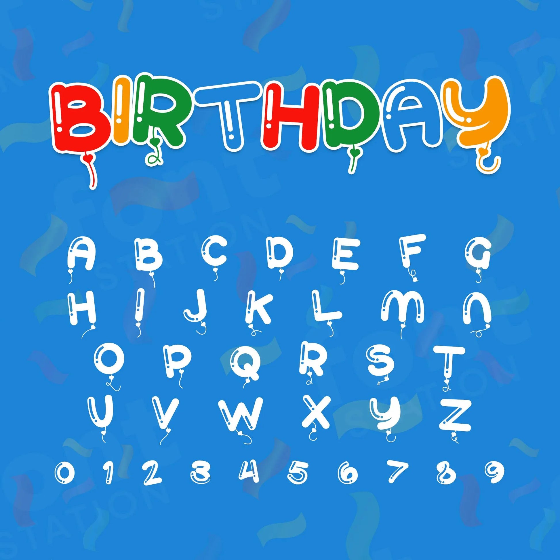 Image showing all characters available in the Balloons font created by FontStation.