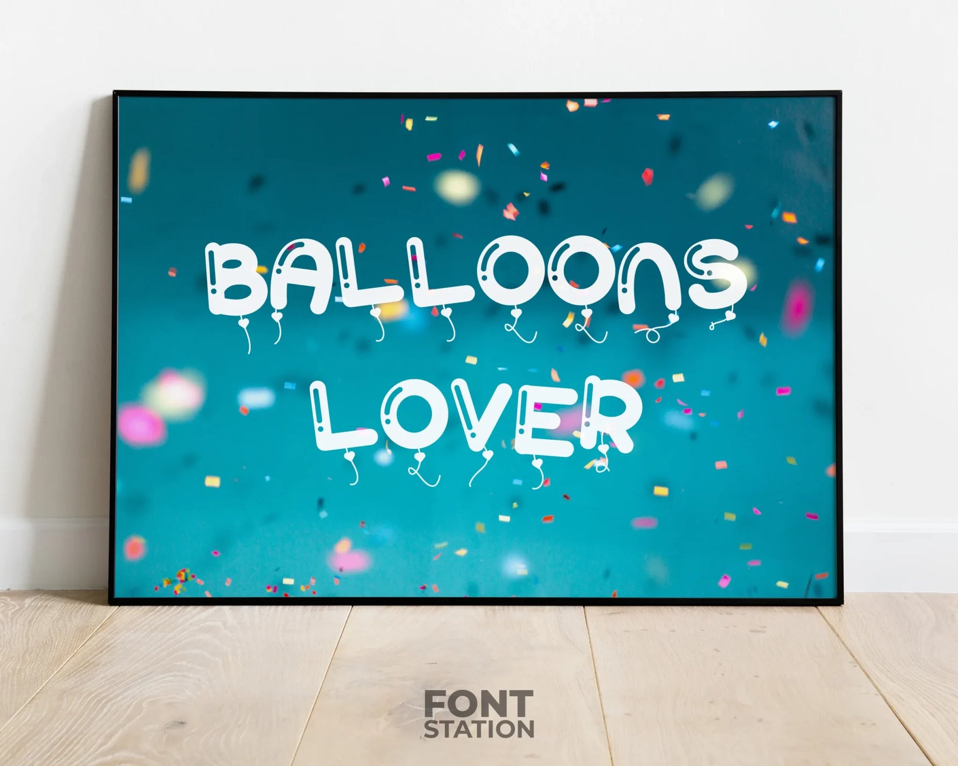 Balloons Font Display on Frame - Typography Presentation