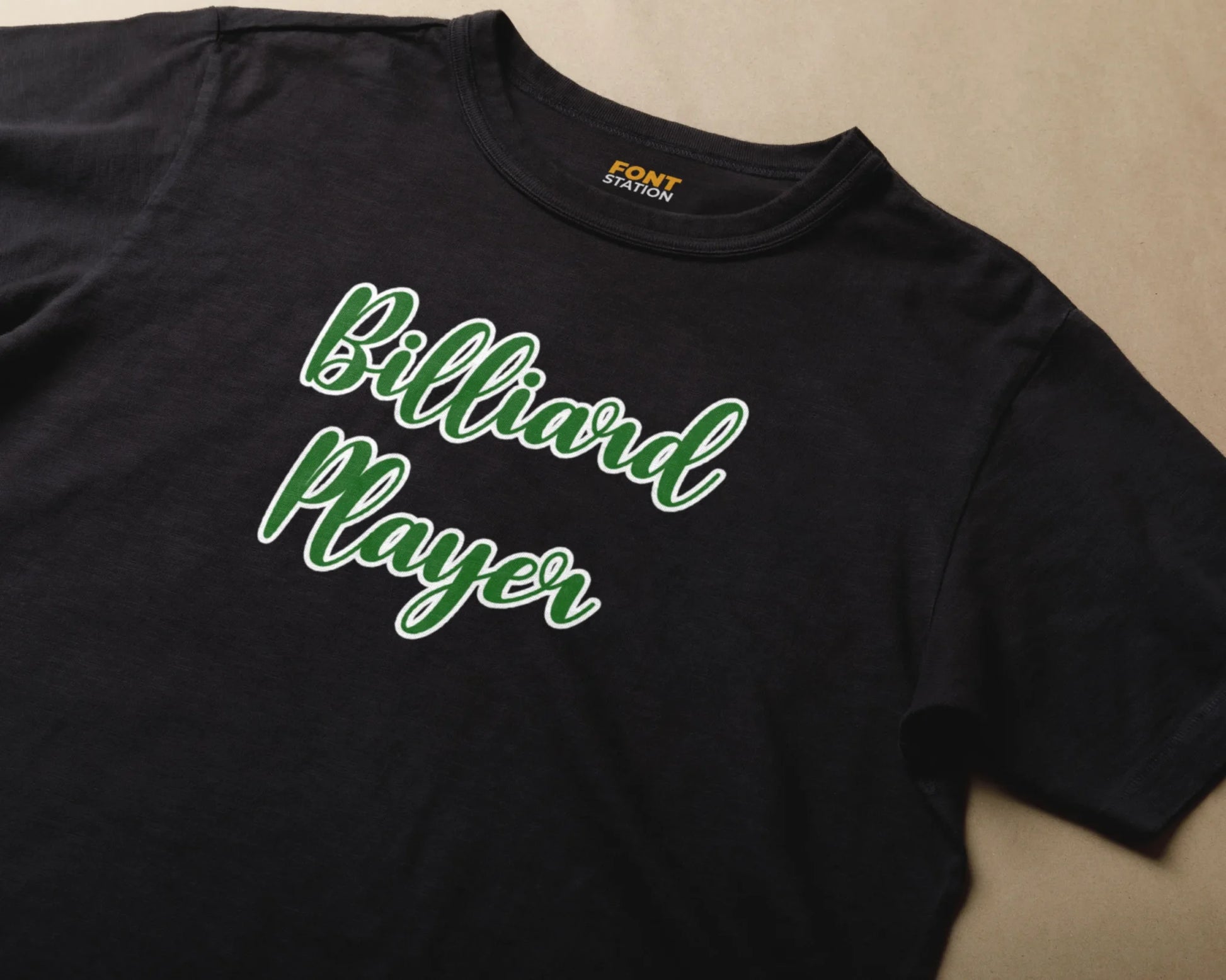 Sublimated T-Shirt with Billiard Font Typography - Fashionable Apparel Displaying Stylish Lettering