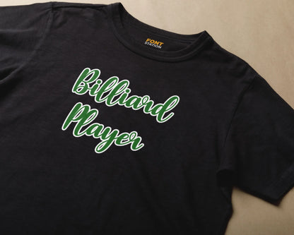 Sublimated T-Shirt with Billiard Font Typography - Fashionable Apparel Displaying Stylish Lettering